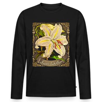Lys vintage, Lys tigre, Illustration botanique - T-shirt manches longues Premium bio Homme - noir - Devant - Nico (187cm)