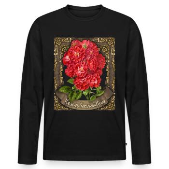 Rose antique, Rose botanique, Roses millésimées - T-shirt manches longues Premium bio Homme - noir - Devant - Nico (187cm)