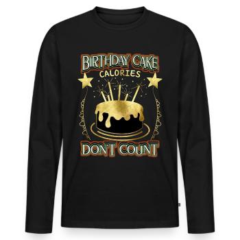 Geburtstag, lustiger Spruch mit Kuchen, Torte - Männer Premium Bio Langarmshirt - Schwarz - Vorne - Nico (187cm)