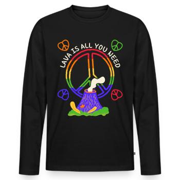 Frieden-Symbol, Friedenszeichen mit Vulkan, Pun - Männer Premium Bio Langarmshirt - Schwarz - Vorne - Nico (187cm)