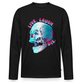 Lustiger Totenkopf, morbider Spruch, Biker Design - Männer Premium Bio Langarmshirt - Schwarz - Vorne - Nico (187cm)