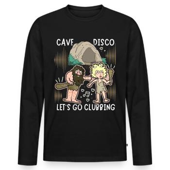 Neandertaler Witz, Disco, lustiger Spruch, Pun - Männer Premium Bio Langarmshirt - Schwarz - Vorne - Nico (187cm)