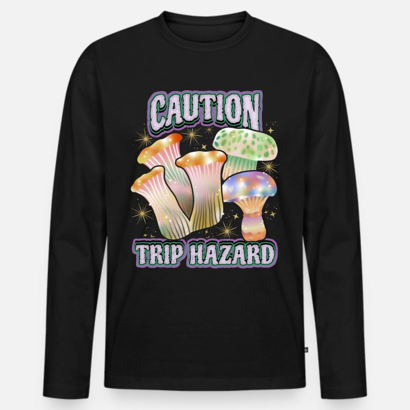 Magic Mushrooms, Psychedelische Pilze, Spruch - Männer Premium Bio Langarmshirt - Schwarz