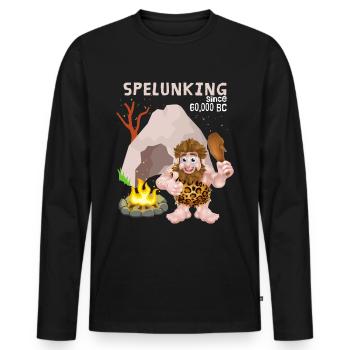 Spelunking, Speläologie, Neandertaler Spruch - Männer Premium Bio Langarmshirt - Schwarz - Vorne - Nico (187cm)