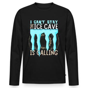 Spéléologue, Ice Cave Ice Cave Research Saying - T-shirt manches longues Premium bio Homme - noir - Devant - Nico (187cm)
