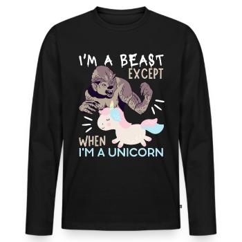 Einhorn-Unicorn, Ungeheuer, Zombie Spruch - Männer Premium Bio Langarmshirt - Schwarz - Vorne - Nico (187cm)