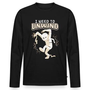 Funny saying, cartoon mummy, funny mummy - Men's Premium Organic Long Sleeve Shirt - black - Front - Nico (187cm)