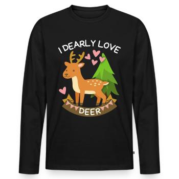 Funny saying with deer, I-Love-Deer, Pun - Men's Premium Organic Long Sleeve Shirt - black - Front - Nico (187cm)