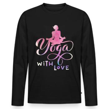 Yoga, Yoga-Motiv, Boho-Girl, Yoga-Pose, Spruch - Männer Premium Bio Langarmshirt - Schwarz - Vorne - Nico (187cm)