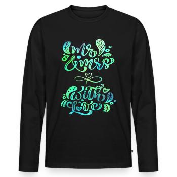 Mr & Mrs, Amour-Amour, Mariage, Typographie de mariage - T-shirt manches longues Premium bio Homme - noir - Devant - Nico (187cm)