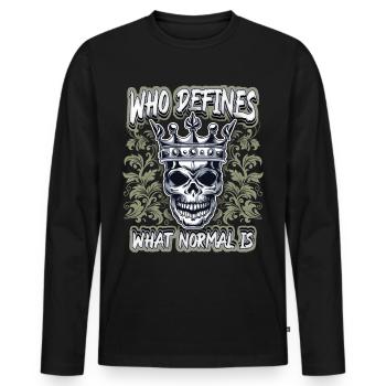 Lachender Totenkopf, Totenschädel, Biker Motiv - Männer Premium Bio Langarmshirt - Schwarz - Vorne - Nico (187cm)