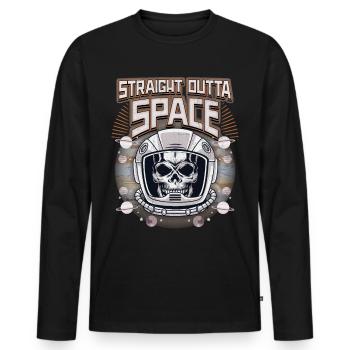 Skull, Skull, Astronaut-Cosmonaut Saying - Men's Premium Organic Long Sleeve Shirt - black - Front - Nico (187cm)