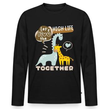 Dinosaurier Cute-Giraffe Valentinstag Liebe-Spruch - Männer Premium Bio Langarmshirt - Schwarz - Vorne - Nico (187cm)