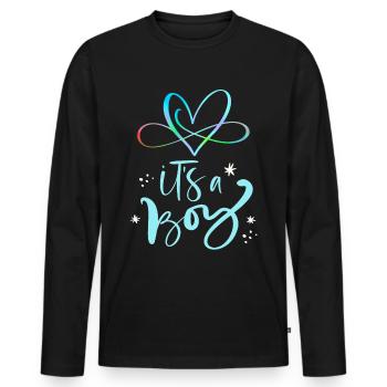 Baby-Boy, Saying It's-a-Boy, Pregnancy - Men's Premium Organic Long Sleeve Shirt - black - Front - Nico (187cm)