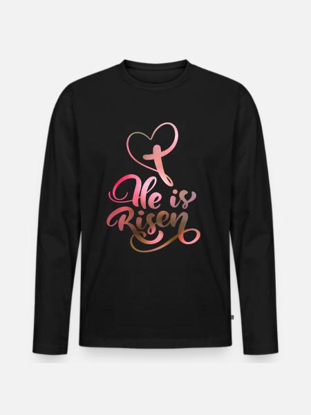 Easter Jesus Christ Resurrection Saying - Men's Premium Organic Long Sleeve Shirt - black