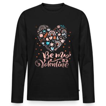 Be-My-Valentine Valentinstag Spruch mit Regenbogen - Männer Premium Bio Langarmshirt - Schwarz - Vorne - Nico (187cm)