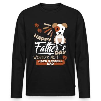 Fête des Pères Jack-Russell Papa, cadeau de la fête des Pères - T-shirt manches longues Premium bio Homme - noir - Devant - Nico (187cm)