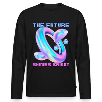 Future design with futuristic shape, slogan - Men's Premium Organic Long Sleeve Shirt - black - Front - Nico (187cm)