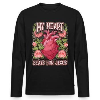 Anatomical heart, Jesus Christ saying, vintage - Men's Premium Organic Long Sleeve Shirt - black - Front - Nico (187cm)