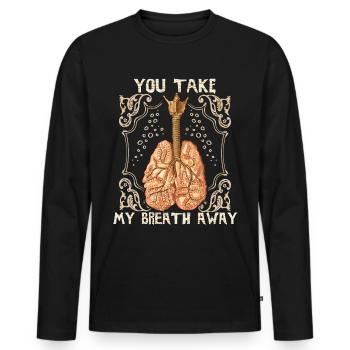 Vintage Lung, Antique Illustration Funny Saying - Men's Premium Organic Long Sleeve Shirt - black - Front - Nico (187cm)