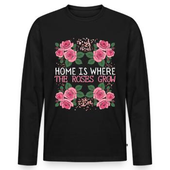 Vintage Roses, Roses Decor, Funny Saying - Men's Premium Organic Long Sleeve Shirt - black - Front - Nico (187cm)