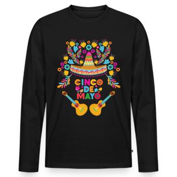 Cinco-de-Mayo, Dia-De-Los-Muertos, Mexique - T-shirt manches longues Premium bio Homme - noir - Devant - Nico (187cm)