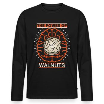 Noix, cerveau, cerveau nourriture drôle de dicton - T-shirt manches longues Premium bio Homme - noir - Devant - Nico (187cm)