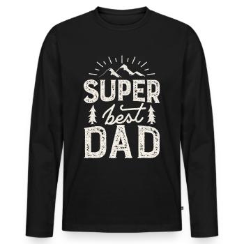 Super-best-papa, drôle de dicton vintage de la fête des pères - T-shirt manches longues Premium bio Homme - noir - Devant - Nico (187cm)