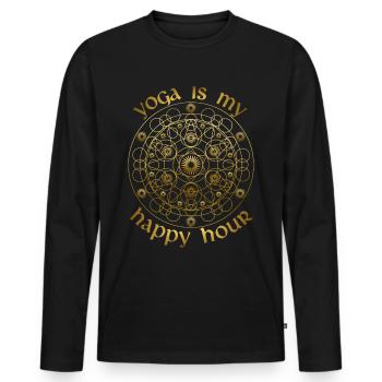 Yoga mandala, design de yoga doré drôle de dicton - T-shirt manches longues Premium bio Homme - noir - Devant - Nico (187cm)