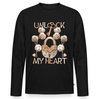 Padlock and key, romantic-love - Men's Premium Organic Long Sleeve Shirt - black - Front - Nico (187cm)