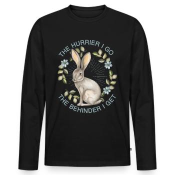 Hase, Hase-Hare, lustiger Spruch von Lewis-Carroll - Männer Premium Bio Langarmshirt - Schwarz - Vorne - Nico (187cm)