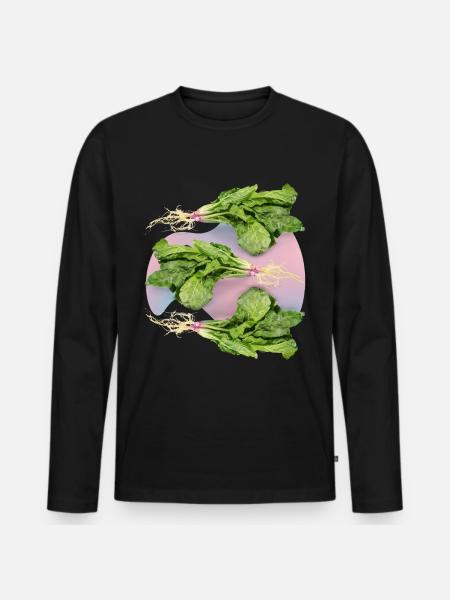 Spinat, frischer Spinat-Spinach Blattspinat - Männer Premium Bio Langarmshirt - Schwarz