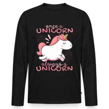 Licorne Kawaii, Licornes, Drôle de dicton - T-shirt manches longues Premium bio Homme - noir - Devant - Nico (187cm)