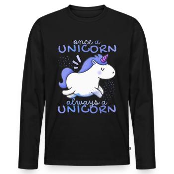 Licorne Kawaii, Licornes, Drôle de dicton - T-shirt manches longues Premium bio Homme - noir - Devant - Nico (187cm)