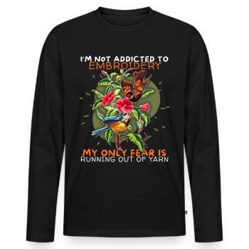 Broderie, broderie, point de croix, drôle de dicton - T-shirt manches longues Premium bio Homme - noir - Devant - Nico (187cm)