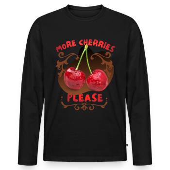 Cerise, Cerise, Fruit Dicton amusant, More-Cherries - T-shirt manches longues Premium bio Homme - noir - Devant - Nico (187cm)