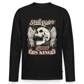 Biker skull with angel wings for motorcyclists - Men's Premium Organic Long Sleeve Shirt - black - Front - Nico (187cm)