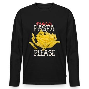 Pâtes, spaghetti aux macaronis drôle de dicton - T-shirt manches longues Premium bio Homme - noir - Devant - Nico (187cm)