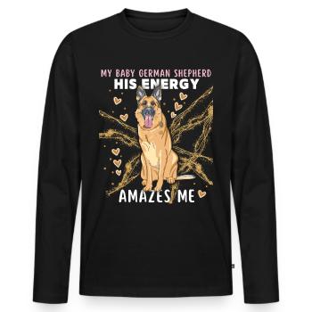 Deutscher Schäferhund, Rassehund lustiger Spruch - Männer Premium Bio Langarmshirt - Schwarz - Vorne - Nico (187cm)