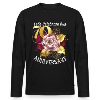 70th anniversary, anniversary celebration, wedding anniversary - Men's Premium Organic Long Sleeve Shirt - black - Front - Nico (187cm)