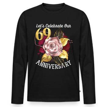 69th anniversary, anniversary celebration, wedding anniversary - Men's Premium Organic Long Sleeve Shirt - black - Front - Nico (187cm)