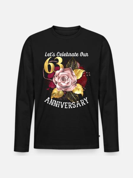 63ste verjaardag, jubileumviering, huwelijksverjaardag - Mannen Premium Bio shirt met lange mouwen - zwart