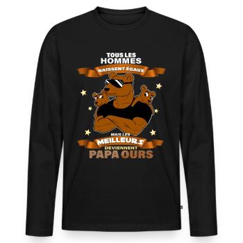 Papa Ours Et Ses Oursons Cadeau Homme - T-shirt manches longues Premium bio Homme - noir - Devant - Nico (187cm)