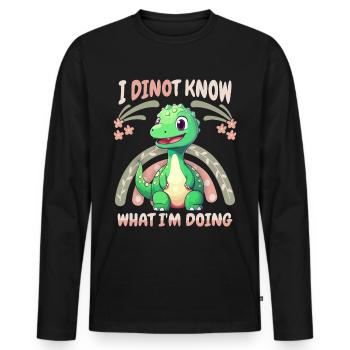 Lustiger Dinosaurier Spruch, Baby Dino, Regenbogen - Männer Premium Bio Langarmshirt - Schwarz - Vorne - Nico (187cm)