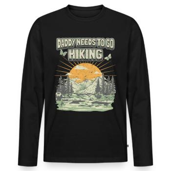 Daddy Must Hike Saying Vintage Mountains Dad Dad - Men's Premium Organic Long Sleeve Shirt - black - Front - Nico (187cm)