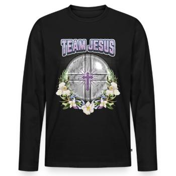 Jesus Christ Saying Vintage Orchids Team Jesus - Men's Premium Organic Long Sleeve Shirt - black - Front - Nico (187cm)