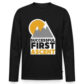 Bergsteiger, Berge besteigen, Berggipfel Spruch - Männer Premium Bio Langarmshirt - Schwarz - Vorne - Nico (187cm)