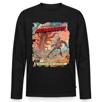 Comicstrip, 50er Jahre Comic, Weltraum Monster - Männer Premium Bio Langarmshirt - Schwarz - Vorne - Nico (187cm)