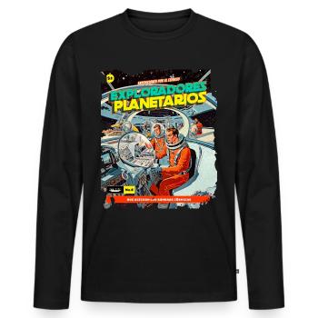 Comic, Comicstrip, 50er Jahre, Weltraum Abenteuer - Männer Premium Bio Langarmshirt - Schwarz - Vorne - Nico (187cm)