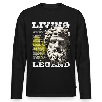 Greek God, Father's Day Saying Living Legend - Men's Premium Organic Long Sleeve Shirt - black - Front - Nico (187cm)